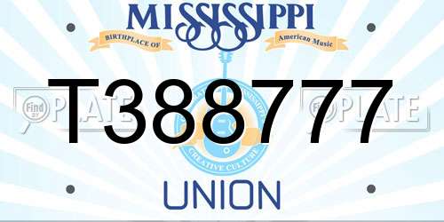 T388777 Mississippi License Plate