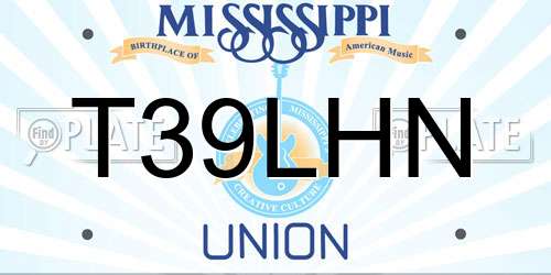 T39LHN Mississippi License Plate
