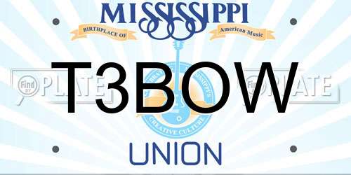 T3BOW Mississippi License Plate