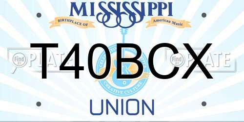 T40BCX Mississippi License Plate
