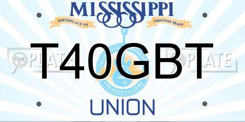 T40GBT Mississippi License Plate
