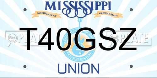 T40GSZ Mississippi License Plate