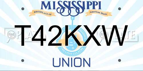 T42KXW Mississippi License Plate