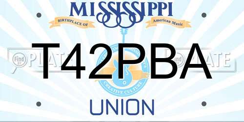 T42PBA Mississippi License Plate