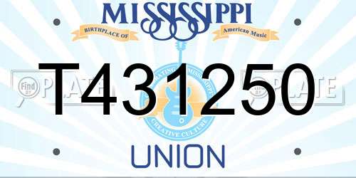T431250 Mississippi License Plate