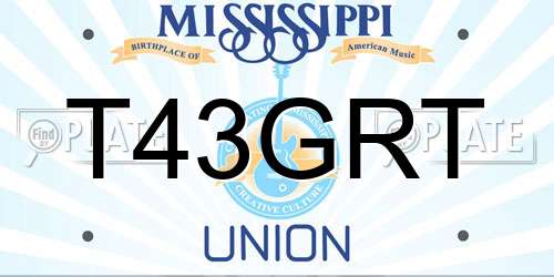 T43GRT Mississippi License Plate