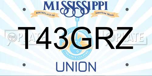 T43GRZ Mississippi License Plate