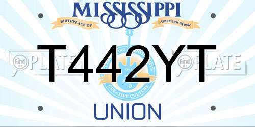 T442YT Mississippi License Plate