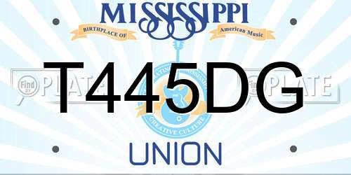 T445DG Mississippi License Plate