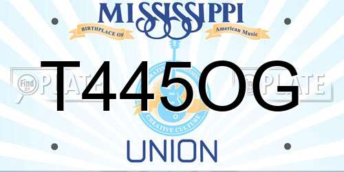 T445OG Mississippi License Plate