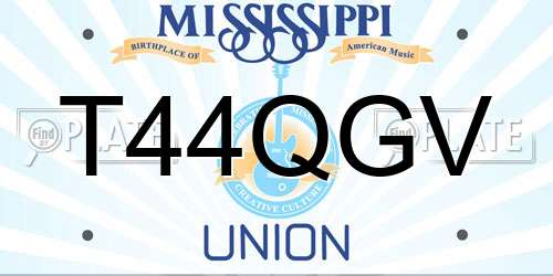 T44QGV Mississippi License Plate