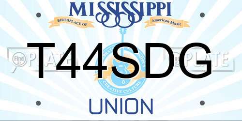 T44SDG Mississippi License Plate