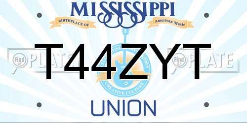 T44ZYT Mississippi License Plate