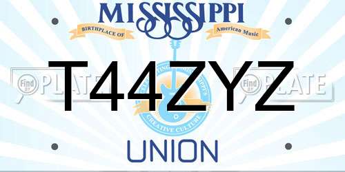 T44ZYZ Mississippi License Plate