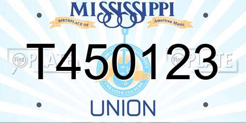 T450123 Mississippi License Plate