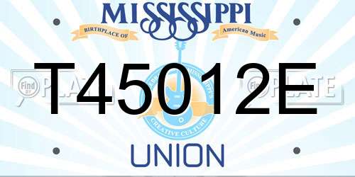 T45012E Mississippi License Plate
