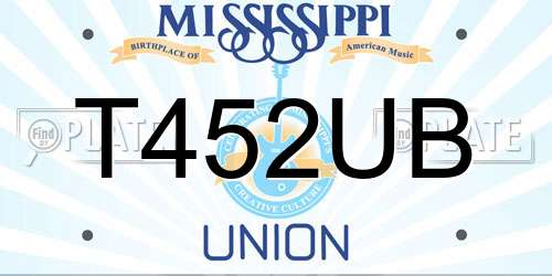 T452UB Mississippi License Plate
