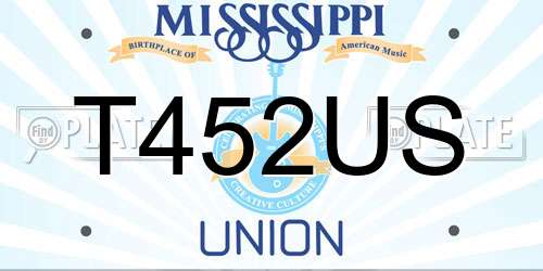 T452US Mississippi License Plate
