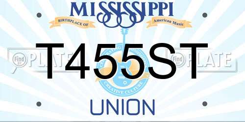 T455ST Mississippi License Plate