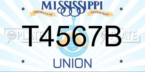 T4567B Mississippi License Plate