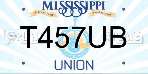 T457UB Mississippi License Plate