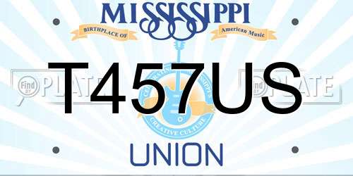 T457US Mississippi License Plate