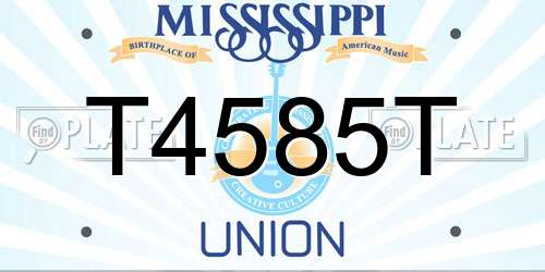 T4585T Mississippi License Plate