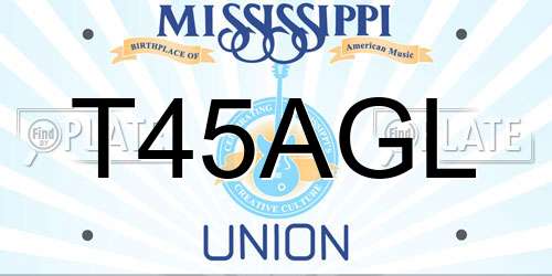 T45AGL Mississippi License Plate