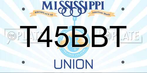 T45BBT Mississippi License Plate