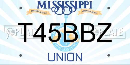 T45BBZ Mississippi License Plate