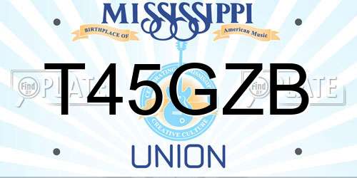 T45GZB Mississippi License Plate