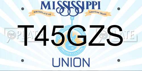 T45GZS Mississippi License Plate
