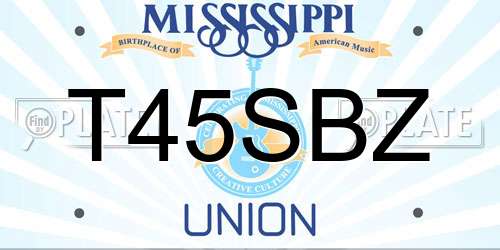 T45SBZ Mississippi License Plate