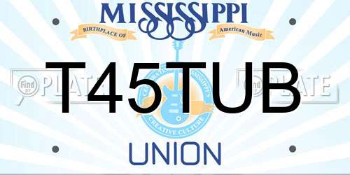 T45TUB Mississippi License Plate