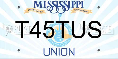 T45TUS Mississippi License Plate