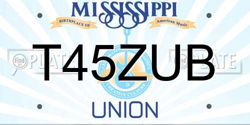 T45ZUB Mississippi License Plate