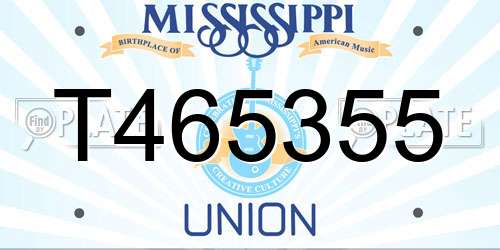 T465355 Mississippi License Plate