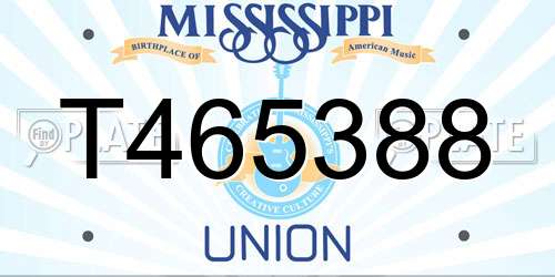 T465388 Mississippi License Plate