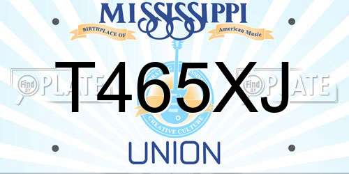 T465XJ Mississippi License Plate