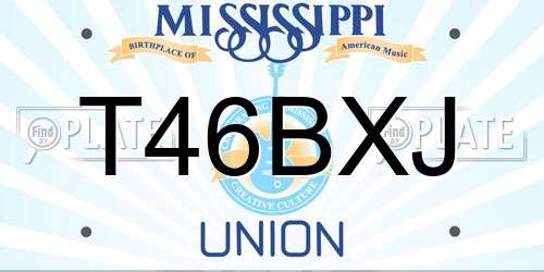 T46BXJ Mississippi License Plate