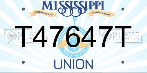 T47647T Mississippi License Plate