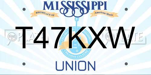 T47KXW Mississippi License Plate