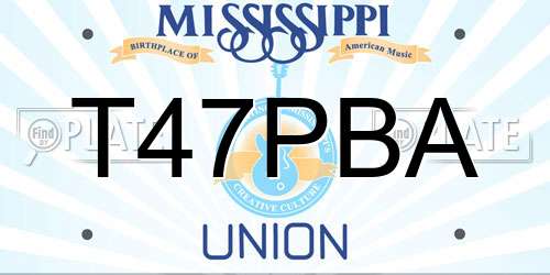 T47PBA Mississippi License Plate