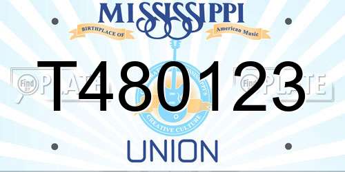 T480123 Mississippi License Plate