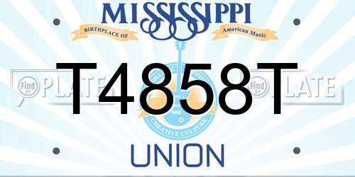 T4858T Mississippi License Plate