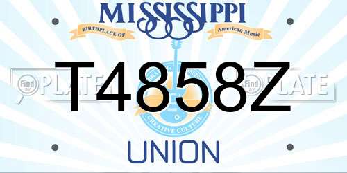 T4858Z Mississippi License Plate