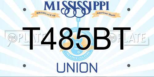 T485BT Mississippi License Plate