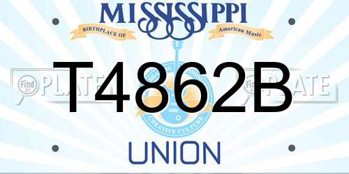 T4862B Mississippi License Plate