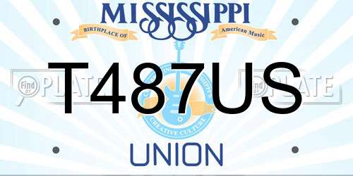 T487US Mississippi License Plate