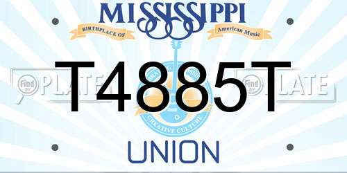 T4885T Mississippi License Plate